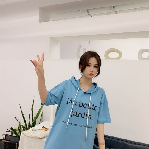 Short Sleeve Hoodie Dress 2021-04