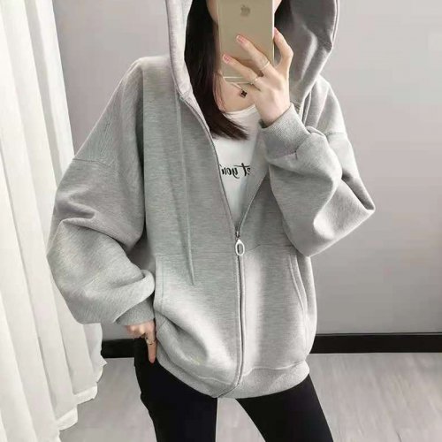 Gray Zipper Sports Hoodie 2021-10