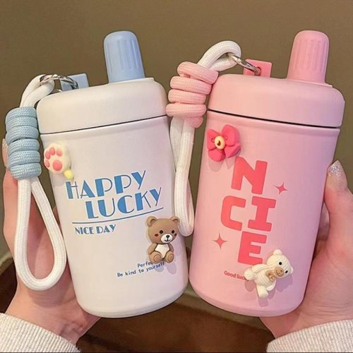 Simple vintage straw stainless steel coffee mug