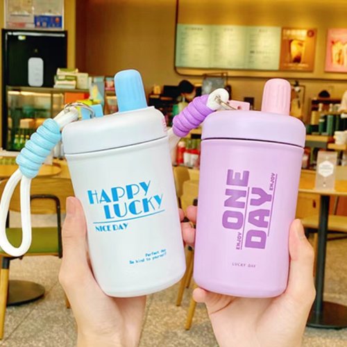 Simple vintage straw stainless steel coffee mug