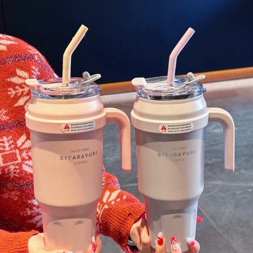 Summer large capacity sippy cup with handle 304 stainless steel