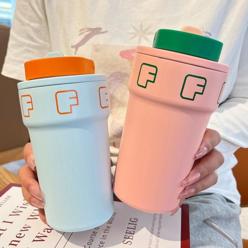 High appearance level cool double drink coffee cup creative doll handy cup
