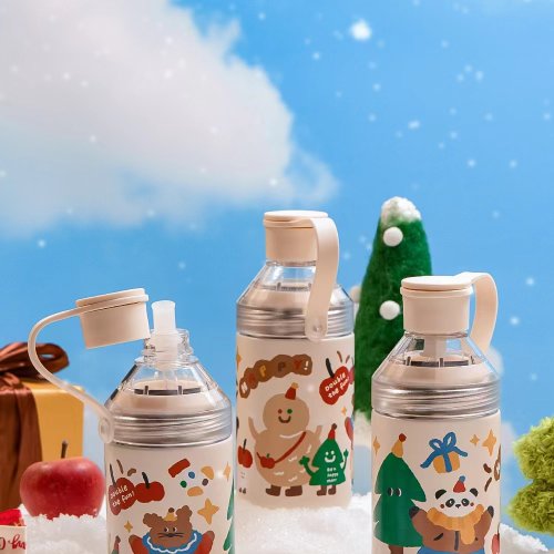 Christmas keep-warm glass Mosaic handle 316 stainless along to go make tea cup steel water separation, water cup