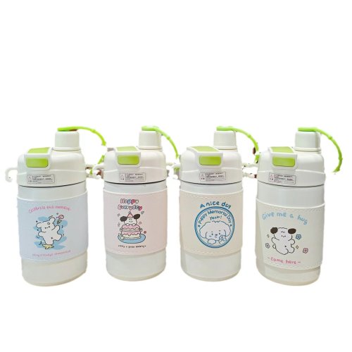 New stainless steel thermos cup cartoon leather sleeve double drink cup portable vacuum cup portable student cup couple cup