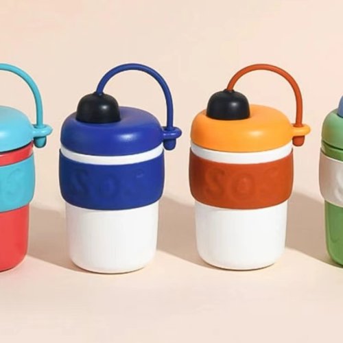 High appearance level portable straw coffee cup compact high temperature resistant handy cup accompanying girls student cup summer water cup