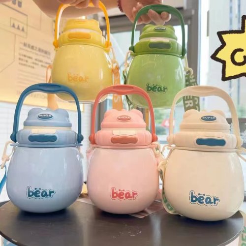 Large capacity colorful teddy bear big belly cup 316 stainless steel