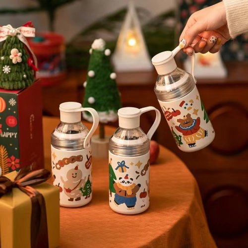 Christmas keep-warm glass Mosaic handle 316 stainless along to go make tea cup steel water separation, water cup