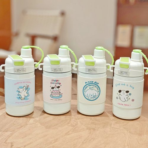 New stainless steel thermos cup cartoon leather sleeve double drink cup portable vacuum cup portable student cup couple cup